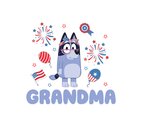 Bluey Nana Grandma 4th Of July DTF Print