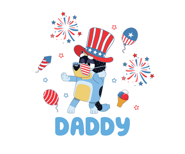 Bluey Daddy 4th Of July DTF Print