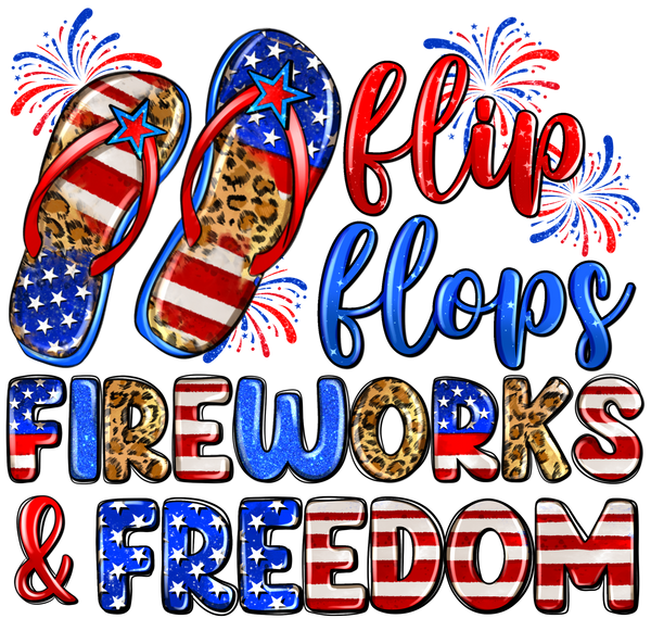 Flip Flops Fireworks & Freedom DTF Print