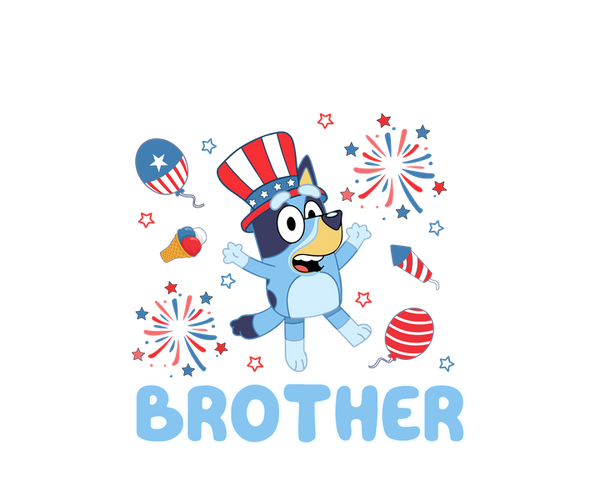 Bluey Brother 4th Of July DTF Print