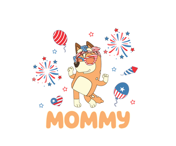 Bluey Chilli Mom 4th Of July DTF Print