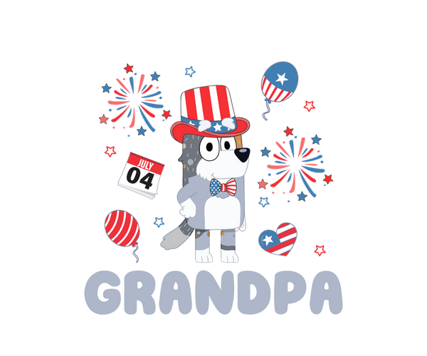 Bluey Bob Grandpa 4th Of July DTF Print